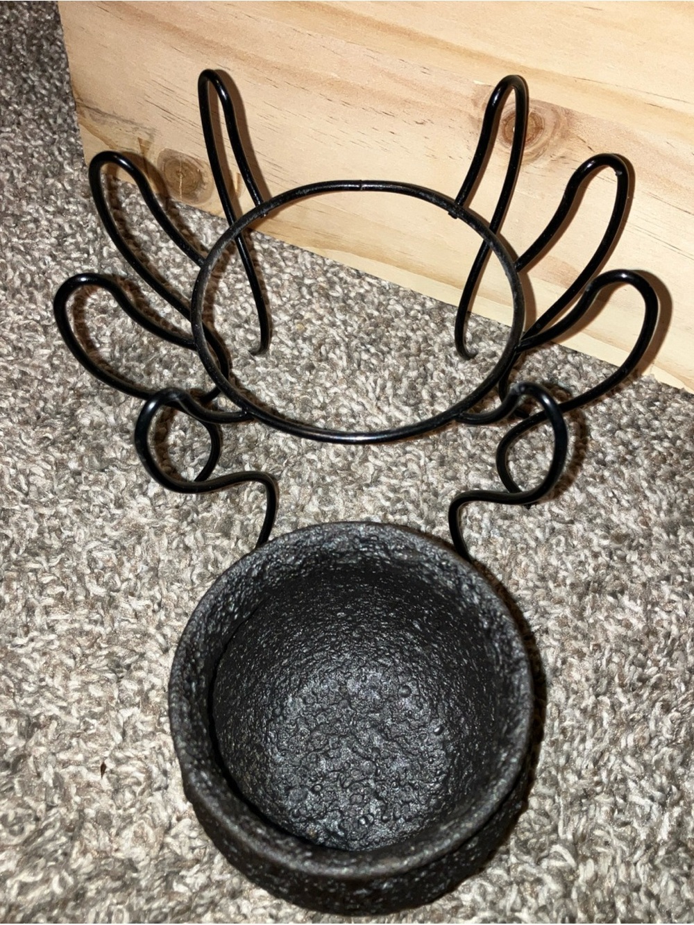 Black Metal & Pottery 8 Legged Spider Candle Holder - Rustic Holiday Accent - Picture 3 of 5